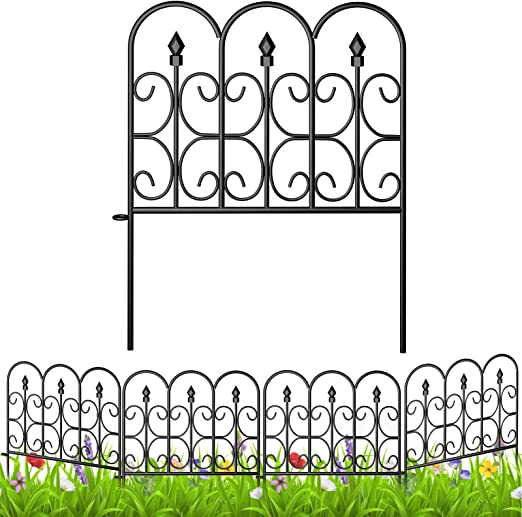 Photo 1 of Amagabeli 5 Panels 10ft(L) x24in(H) Decorative Garden Fence Animal Barrier for Dog Black Coated Metal Rustproof Iron Wire Border Folding Patio Fences Flower Bed Fencing Barrier Section Edging ET301