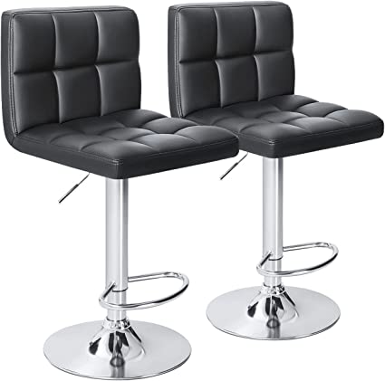 Photo 1 of 2 Bar Stools Modern PU Leather Adjustable Swivel Barstools,