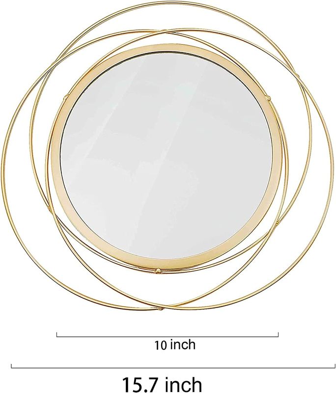 Photo 1 of 15.7'' Gold Circle Mirrors Wall Decor Iron Frame Mirrors Wall Art Round Mirrors Home Decor Hanging Mirrors for Living Room/Bedroom/Bathroom/Entryway (Medium Size 15.7 inch ,Circles) 