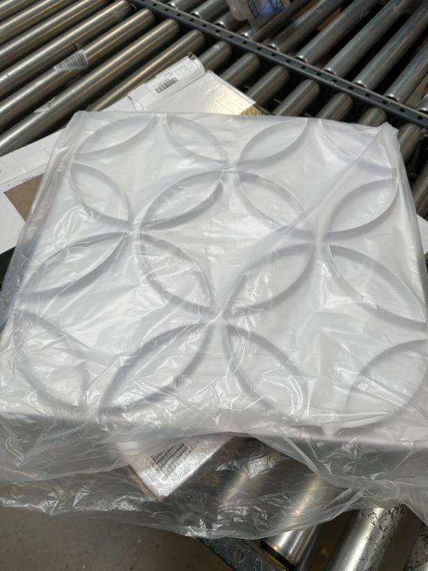Photo 3 of Art3d PVC 3D Wall Panel Interlocked Circles in Matt White Cover 32 Sq.ft, for Interior Ceiling and Wall Decor for Residential or Commerical
