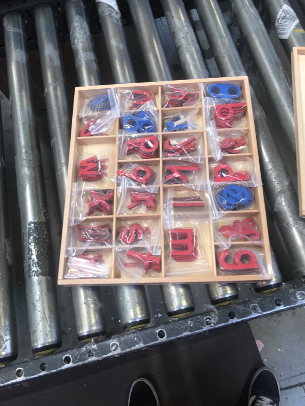 Photo 6 of Elite Montessori Wooden Movable Alphabet with Box Preschool Spelling Learning Materials (Red & Blue, 5mm Thick)-------MINOR DAMAGED 