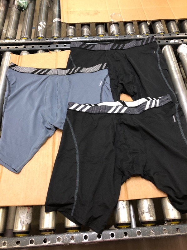 Photo 2 of adidas Men's Sport Performance Mesh Long Boxer Brief Underwear (3-Pack) X-Large Black/Onix Grey