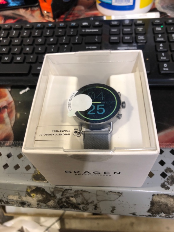 Photo 2 of Skagen Gen 6 Touchscreen Smartwatch with Alexa Built-In, Speaker, Heart Rate, Blood Oxygen, GPS, Contactless Payments and Smartphone Notifications Smoke Mesh