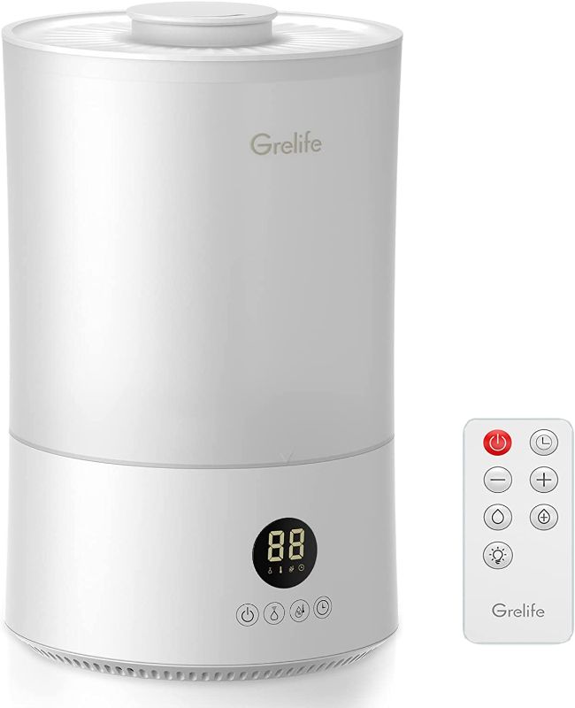 Photo 1 of Grelife Humidifiers for Bedroom Large Room, Top Fill Cool Mist Humidifier for Baby and Plants, Air Humidifier with Humidistat, Quiet, Ultrasonic, Night Light, Auto Shut-Off, Timer, 4L
