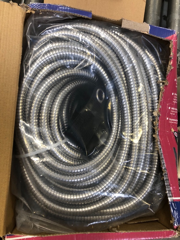 Photo 2 of 100ft Garden Hose Made by Metal with Super Tough and Soft Water Hose, Household Stainless Steel Hose, Durable Metal Hose with Adjustable Nozzle, No Kinks and Tangles, Easy to Store with Storage Strap Garden Hose 100ft