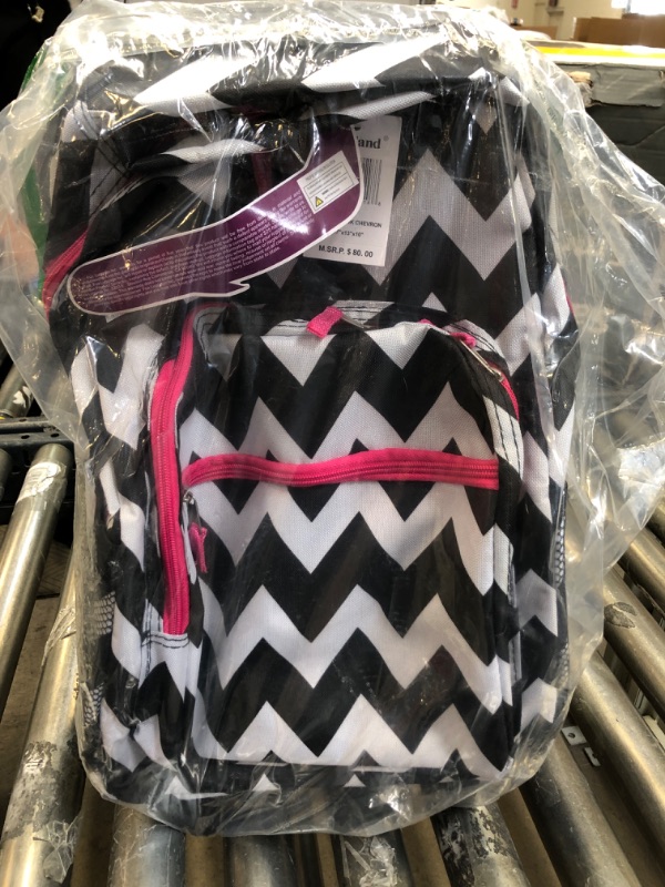 Photo 2 of Rockland Double Handle Rolling Backpack, Pink Chevron, 17-Inch 17-Inch Pink Chevron