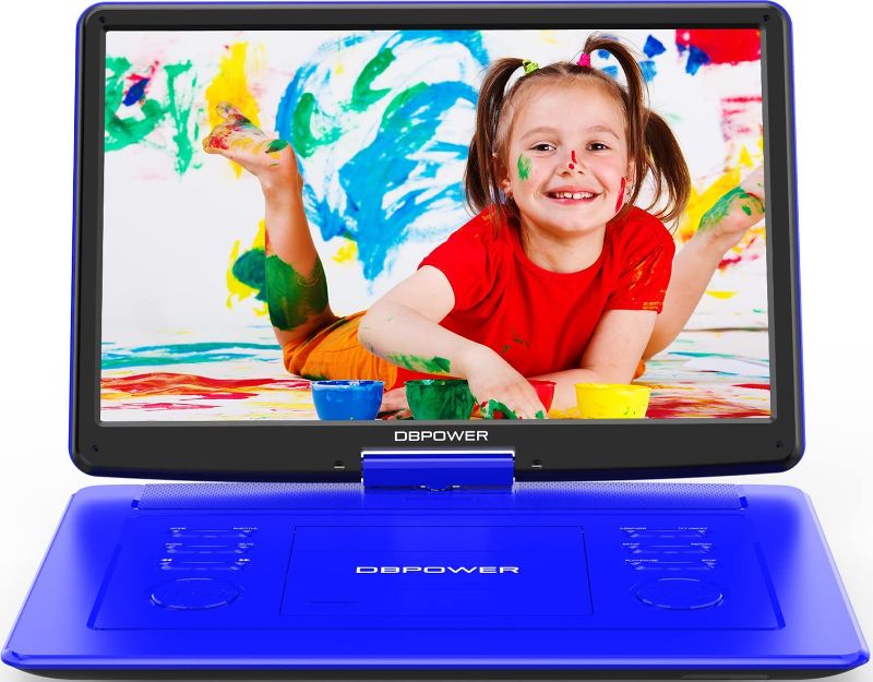 Photo 1 of DBPOWER 17.9" Portable DVD Player with 15.6" Large HD Swivel Screen, Support DVD/CD/USB/SD Card and Others Multiple Disc Formats, with 6-Hour Built-in Rechargeable Battery, High Volume Speaker, Blue