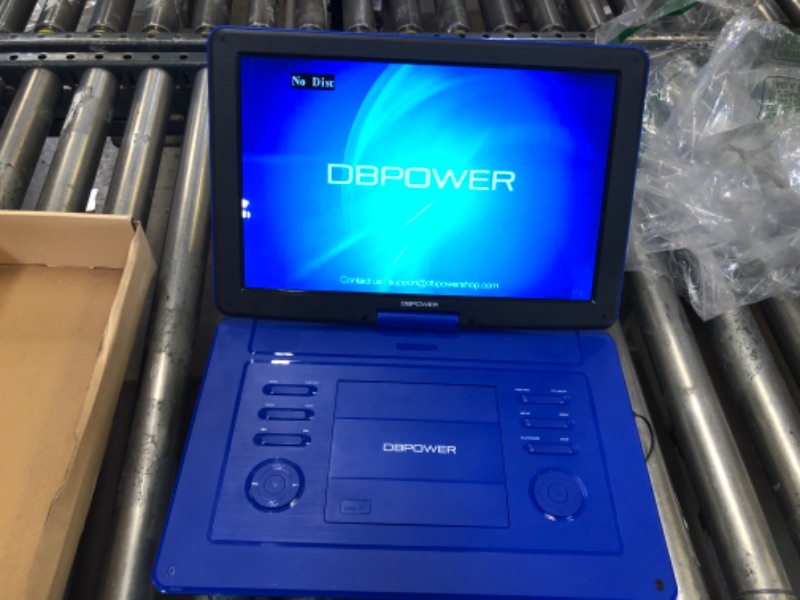 Photo 4 of DBPOWER 17.9" Portable DVD Player with 15.6" Large HD Swivel Screen, Support DVD/CD/USB/SD Card and Others Multiple Disc Formats, with 6-Hour Built-in Rechargeable Battery, High Volume Speaker, Blue