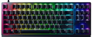 Photo 1 of Razer Huntsman V2 TKL Tenkeyless Gaming Keyboard: Fastest Clicky Optical Switches Gen2 w/ Sound Dampeners & 8000Hz Polling Rate - Detachable TypeC Cable, Classic Black (Renewed) Huntsman V2 TenKeyLess (TKL) Clicky Optical Switches