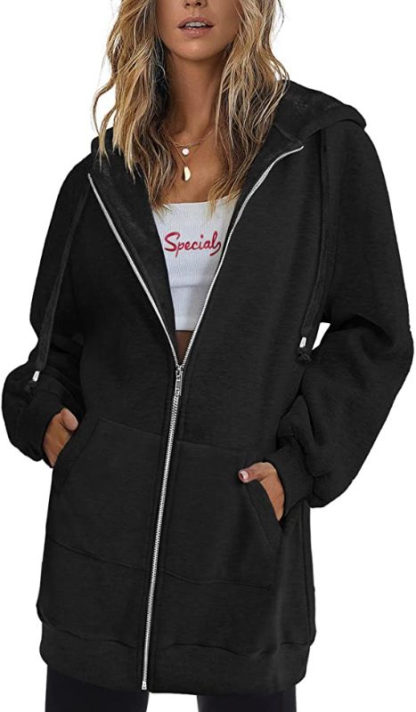 Photo 1 of Zeagoo Women Zip Up Hoodies Long Fleece Jacket Lightweight Tunic Hooded Sweatshirt Oversize Winter Coat With Pockets SIZE XXL
