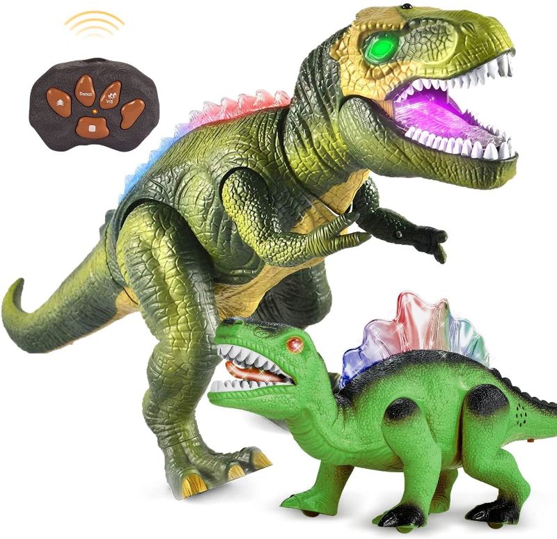 Photo 1 of 2 Sets Electronic Dinosaur Toy,BFUNTOYS Remote Control Dinosaur and Walking Dinosaur Toys for Kids 3 4 5 6 7 8+Years Old Boys Girls with Dance&Fight Mode, Roar&Light,Big Robot T-Rex Gifts for Toddler