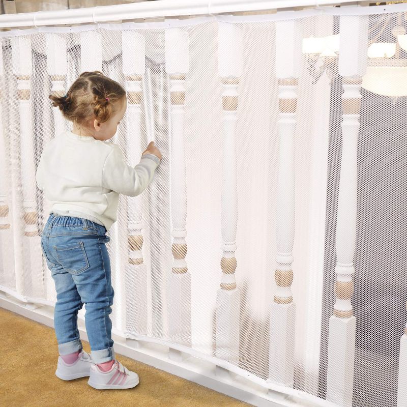 Photo 1 of Banister Guard for Baby Child Safety Net, Rail Balcony Banister Stair Mesh for Kids, Toys, Pets - White