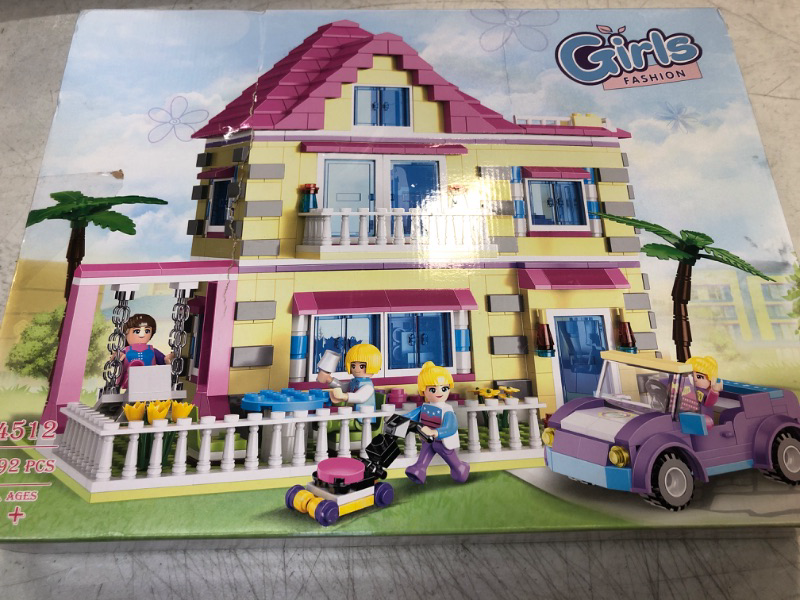 Photo 2 of Finebely Dream Girls Friends House Building Set, Villa House Building Blocks Kit Included 4 Mini Toy Figures, a Buildable Car, Swing, for Girls Kids Aged 8 Years and Up, 892 PCS
