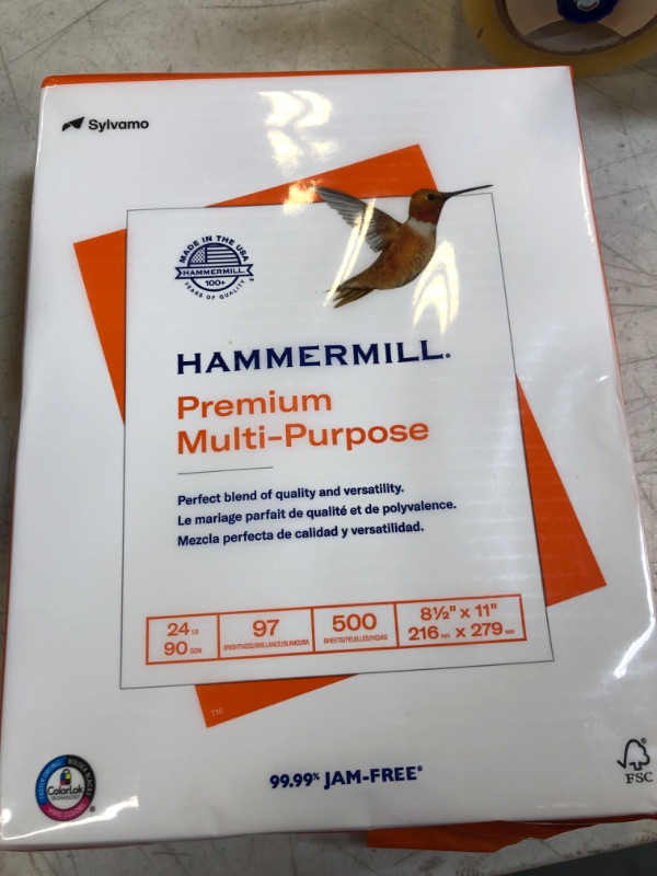 Photo 1 of Hammermill Printer Paper, Premium Multipurpose Paper 24 lb, 8.5 x 11 - 1 Ream (500 Sheets) - 97 Bright, Made in the USA, 105810R 1 Ream | 500 Sheets 24 lb