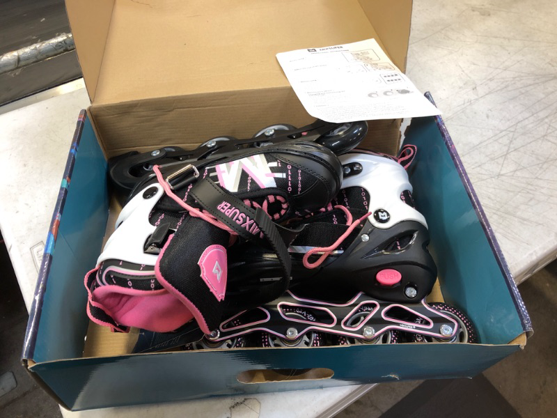 Photo 2 of Mixsuper Outdoor Inline Skates with 4 Adjustable Sizes, Safe and Durable Roller Blades for Boys, Girls, Kids, and Adults Beginners KIDS SIZE MEDIUM 3-6
