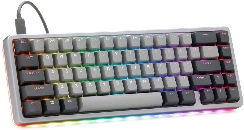 Photo 1 of DROP ALT High-Profile Mechanical Keyboard — 65% (67 Key) Gaming Keyboard, Hot-Swap Switches, Programmable Macros, RGB LED Backlighting, USB-C, Doubleshot PBT, Aluminum Frame (Cherry MX Blue, Gray)