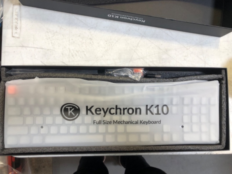 Photo 1 of Keychron K10 RGB Full Size Layout Hot-Swappable Mechanical Keyboard for Mac Windows, Multitasking 104-Key Bluetooth Wireless/USB Wired Gaming Keyboard with Gateron G Pro Red Switch Aluminum Frame
