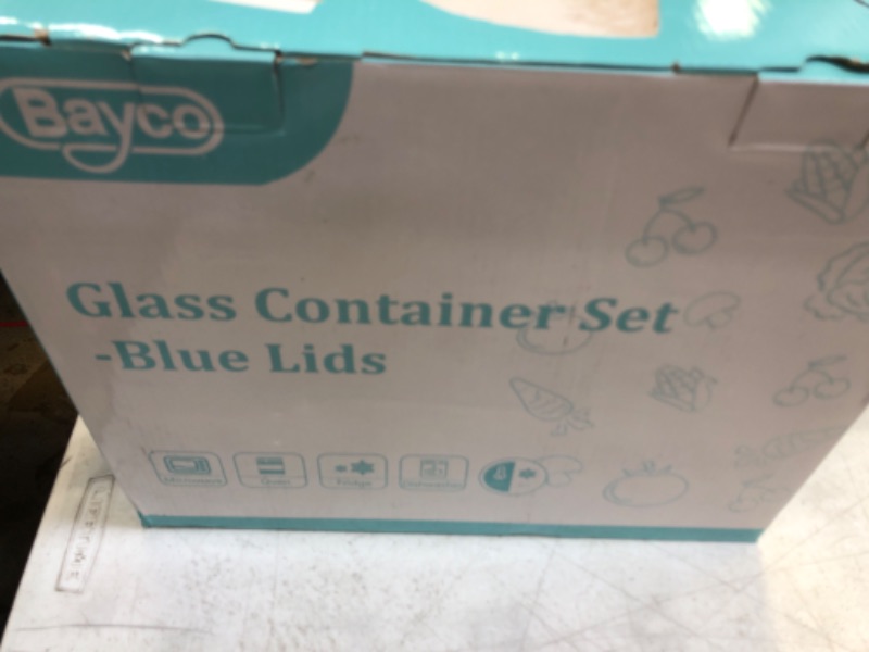 Photo 2 of BAYCO Glass Food Storage Containers with Lids, Glass Meal Prep Containers, Airtight Glass Bento Boxes, BPA Free & Leak Proof (10 lids & 10 Containers) - Blue ( 10 COUNT)
