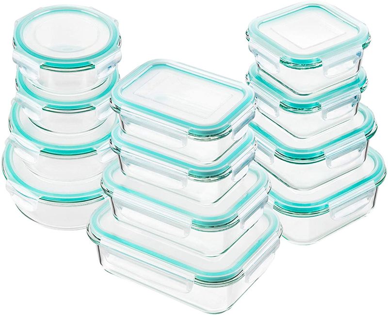 Photo 1 of BAYCO Glass Food Storage Containers with Lids, Glass Meal Prep Containers, Airtight Glass Bento Boxes, BPA Free & Leak Proof (10 lids & 10 Containers) - Blue ( 10 COUNT)
