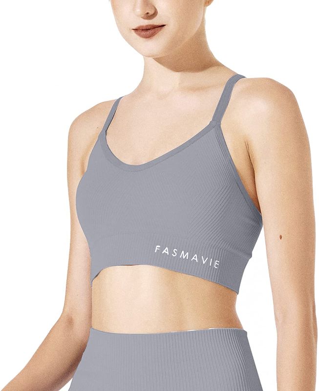 Photo 1 of FASMAVIE Women's Sports Seamless Supportive Racerback Bra by Soft, Stretchy, Airy Polyamide for Gyms, Workout, Yoga SMALL
