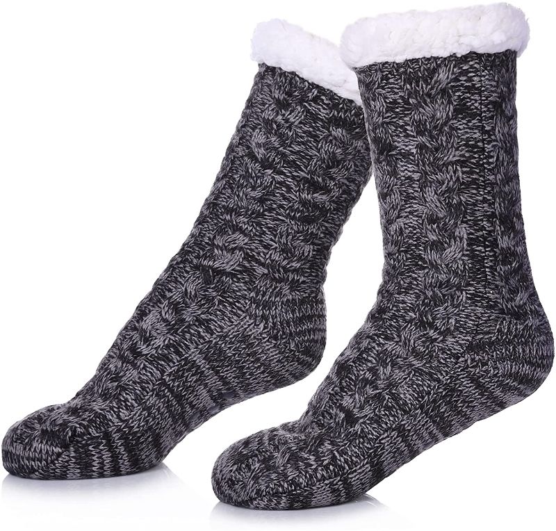 Photo 1 of  SDBING Women's Winter Super Soft Warm Cozy Fuzzy Fleece-Lined with Grippers Slipper Socks L/XL