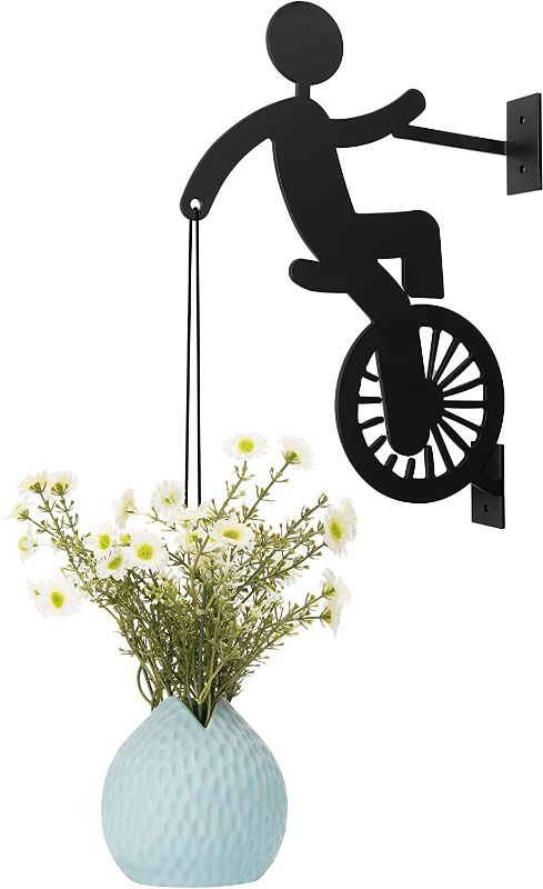 Photo 1 of Bicycle Hanging Plant Bracket for Indoor Outdoor Plants, Flower Pot Metal Plant Hanger for Creative Decorations, Home Patio, Lawn, Garden Porch Decor, can Hold 50lbs

