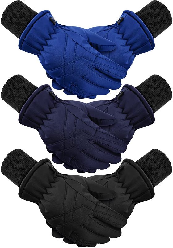 Photo 1 of Hicarer 3 Pairs Kids Winter Gloves Waterproof Snow Ski Gloves Windproof Warm Unisex Ski Gloves Thermal Snow Mitten for Cold Weather Girls Boys
size 4-7 years old