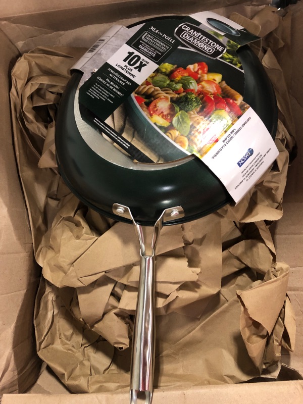Photo 3 of "Granitestone Green Frying Pan with Ultra Nonstick Durable Mineral & Diamond Coating, Skillet with Stainless Steel Stay Cool Handle, Oven & Dishwasher Safe, 100% PFOA Free, 12""" (7383) 12" Fry Pan Green