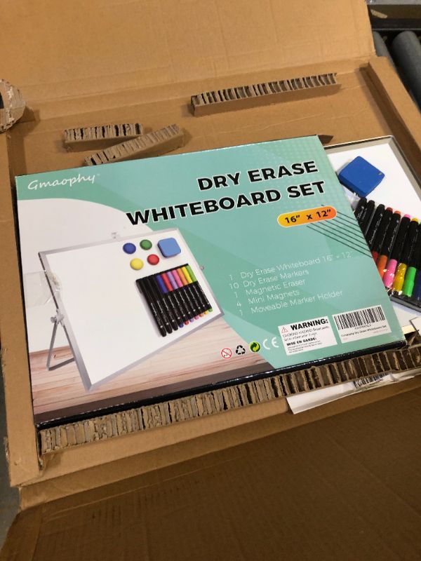 Photo 2 of XBoard Magnetic Whiteboard / Dry Erase Board, 24 x 18 Inch Double Sided White Board with 1 Detachable Marker Tray, 1 Dry Eraser, 3 Dry Erase Markers and 4 Magnets for Home, Office and School 24" x 18"