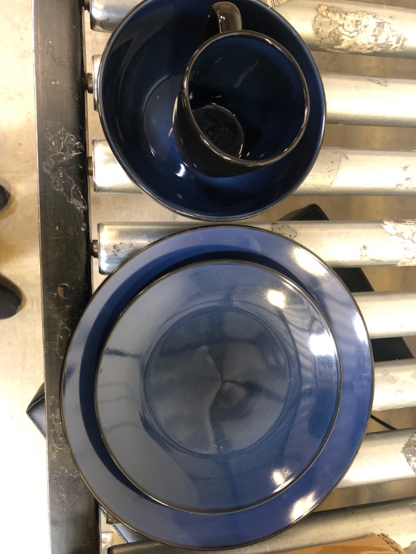 Photo 1 of 16-PIECE DINNERWARE - BLACK/NAVY 