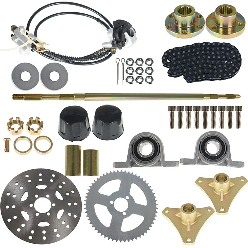 Photo 1 of 29In/740MM Rear Live Axle Kit T8F 58T Sprocket & Hub Brake Assembly Chain Hub Replacement for Drift Trike Go Kart
