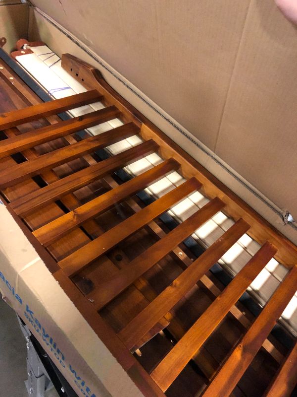 Photo 1 of Acacia Kaylin Wooden Bed Frame with Headboard, Solid Wood Platform Bed with Wood Slat Support, No Box Spring Needed, Queen (U.S. Standard), Chocolate, 14 Inch, V1 Chocolate Queen