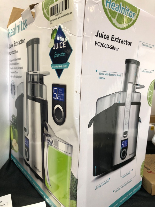 Photo 4 of 1000W 5-SPEED LCD Screen Centrifugal Juicer Machines Vegetable and Fruit, Healnitor Juice Extractor with Big Adjustable 3" Big Mouth, Easy Clean, BPA-Free, High Juice Yield, Silver