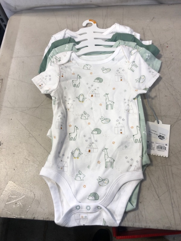 Photo 2 of Baby 4pk 'Hello Happy' Short Sleeve Bodysuit - Cloud Island™ Dark Green