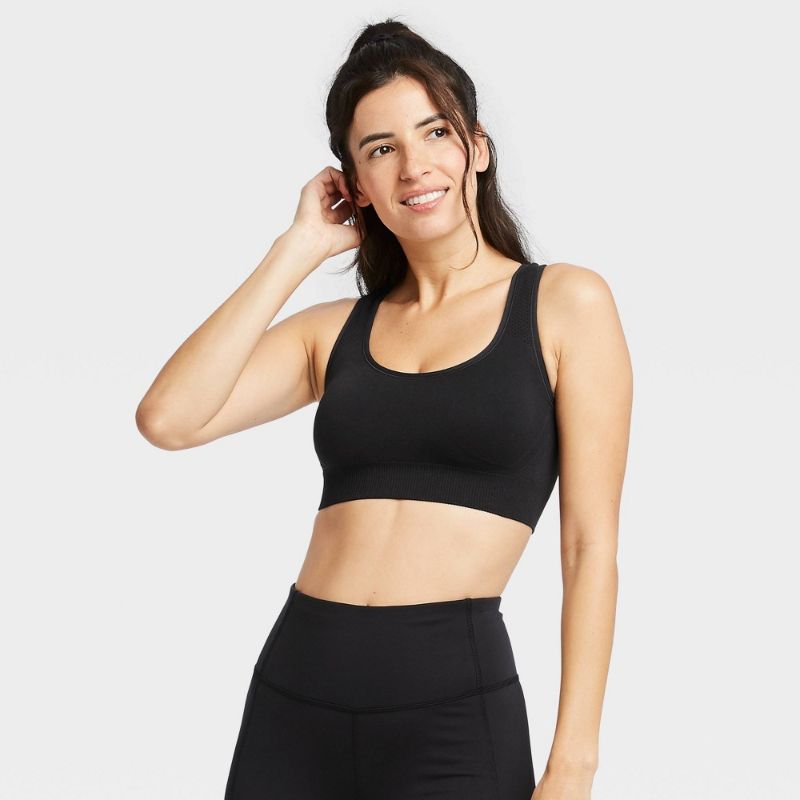 Photo 1 of All in Motion Women Medium Support Seamless Racerback Sports Bra Black M