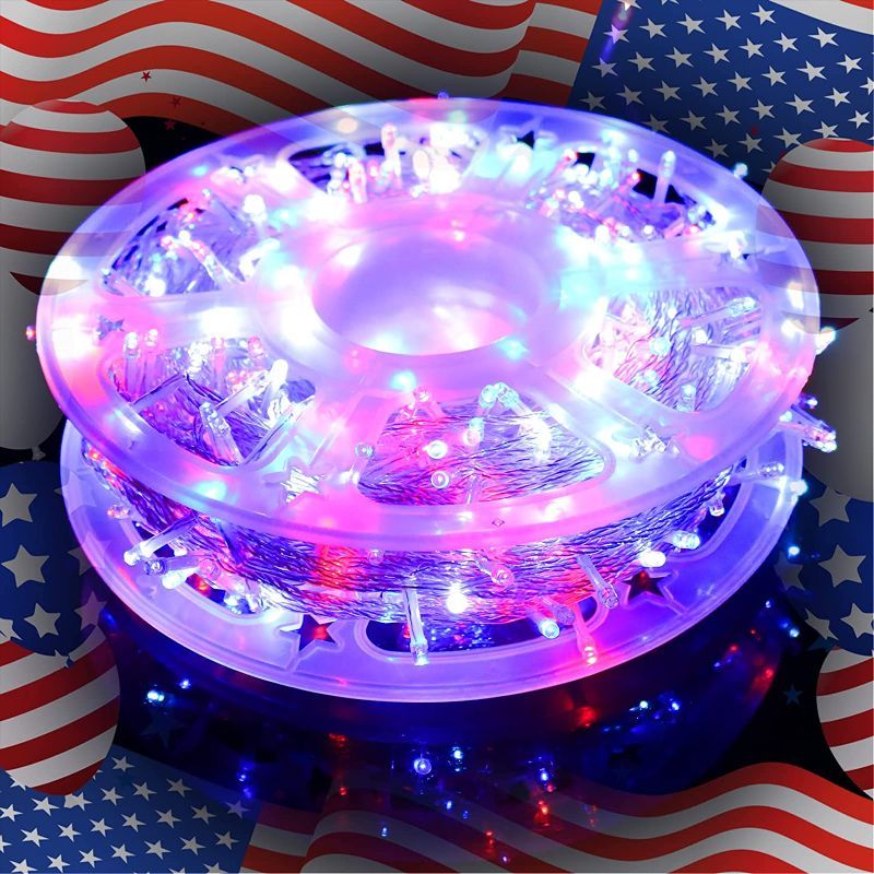 Photo 1 of Decorations - Red White Blue Lights,600LED String Lights for Outdoor Indoor Patriotic Decor Lights 196.8FT 8 Modes 