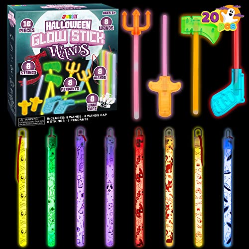 Photo 1 of JOYIN 20 Pcs Halloween Glow Stick Wands Set with 8 Hanging Wands, 4 Weapon Wands and 8 Glow Sticks for Halloween Glow in the Dark Party Favors Goodie