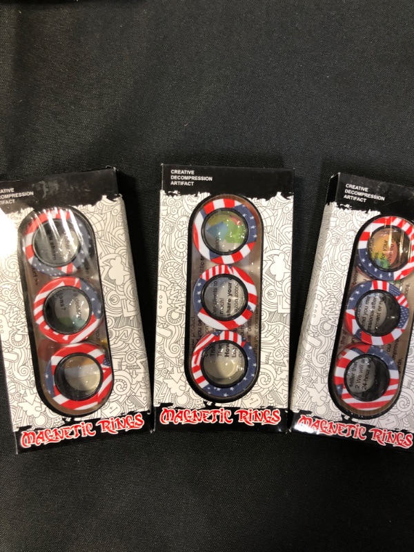Photo 2 of Magnetic Rings Fidget Toy Set, Idea ADHD Fidget Toys, Stress Toys and Sensory Toys, The Fidget Ring Spins for Anxiety Stress Relief Therapy, Fidget Packs Party Favor Gift for Adults Teens Kids (3PCS) 