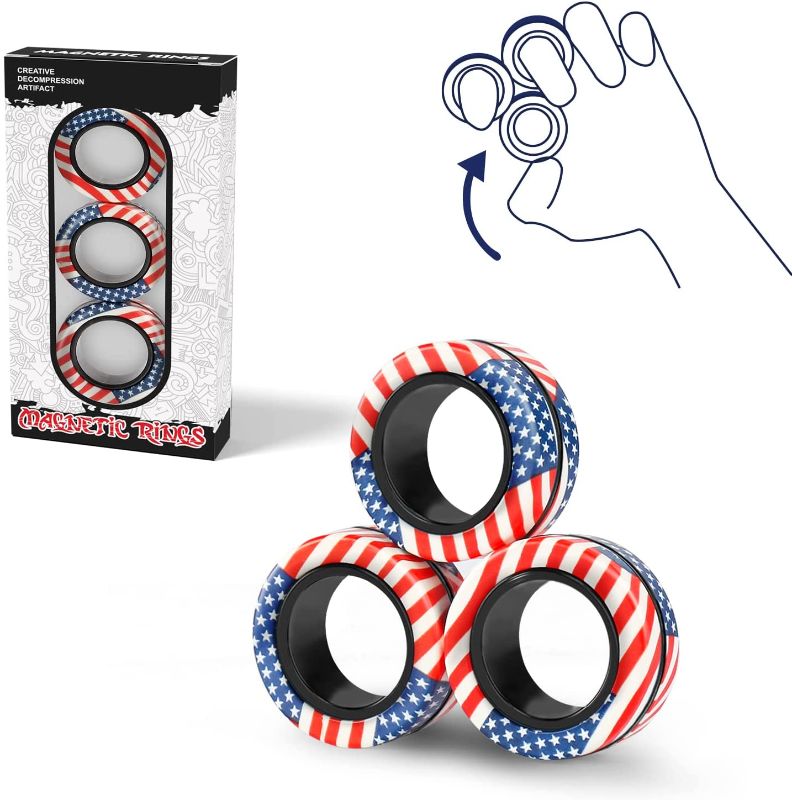 Photo 1 of Magnetic Rings Fidget Toy Set, Idea ADHD Fidget Toys, Stress Toys and Sensory Toys, The Fidget Ring Spins for Anxiety Stress Relief Therapy, Fidget Packs Party Favor Gift for Adults Teens Kids (3PCS) 