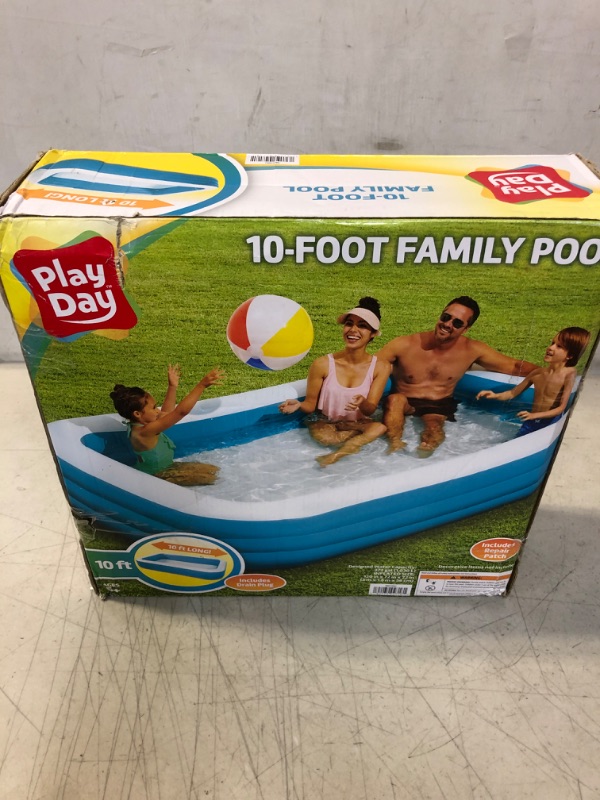 Photo 2 of 10-Foot Rectangular Inflatable Family Pool Blue Ages 6 and up Unisex * FACTORY SEALED 
