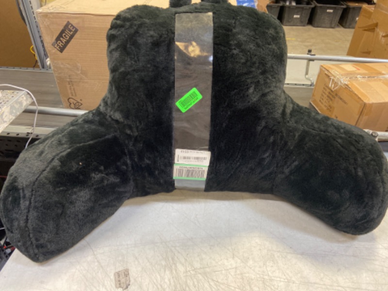 Photo 2 of A Nice Night Faux Fur Reading Pillow Bed Wedge Large Adult Children Backrest with Arms Back Support for Sitting Up in Bed / Couch for Bedrest,Black
