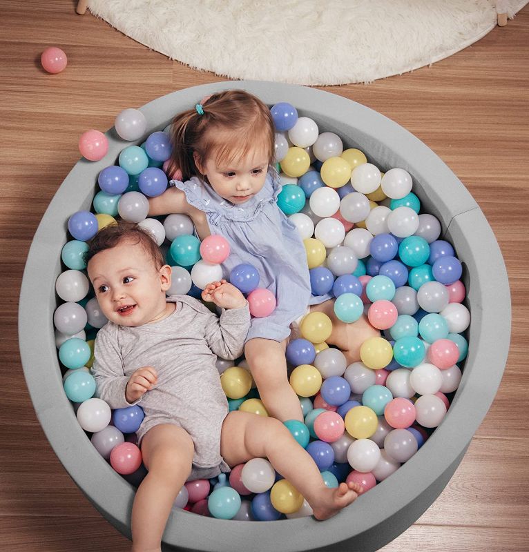 Photo 1 of HOFISH Foam Ball Pit for Children Toddlers,Baby Playpen Ball Pool Soft Round Designed Easy to Clean or Install,Ideal Gift for Babies Infants Indoor and Outdoor Game- (Balls NOT Included) Light Grey
