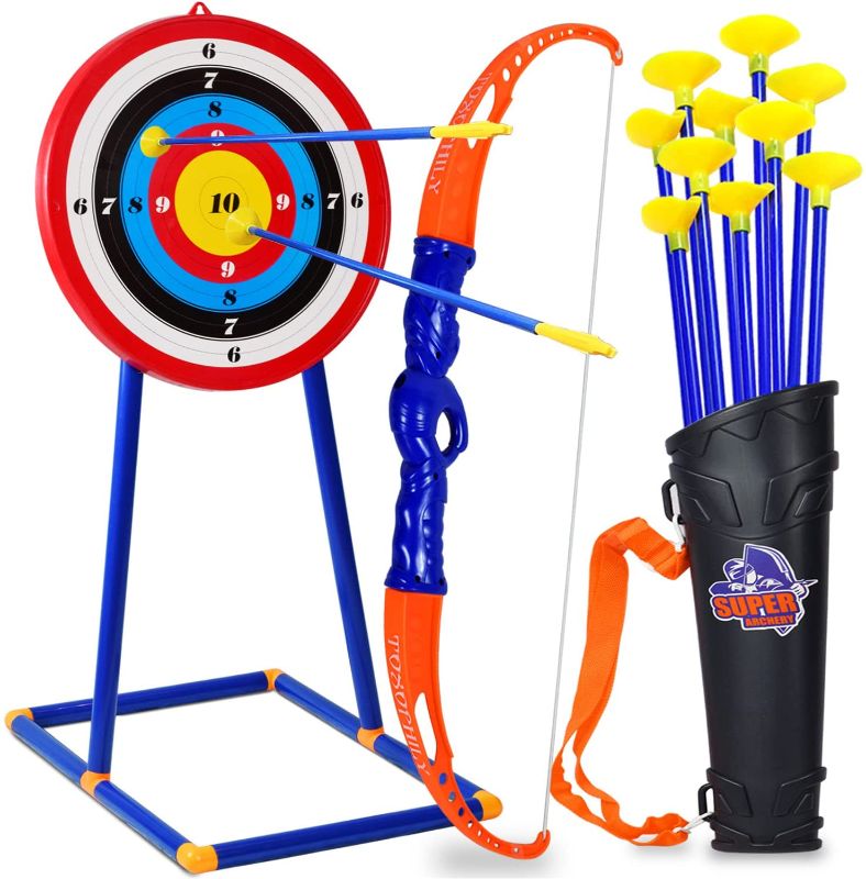 Photo 1 of Kids Bow and Arrow for Boys | Kids Archery Set Sports & Outdoor Play Toys | Includes Target on a Stand, Large Bow, 10 Arrows & Quiver
