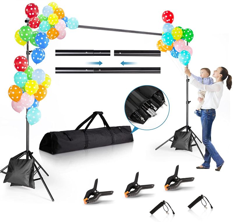Photo 1 of Backdrop Stand 8.5x10ft, ZBWW Photo Video Studio Adjustable Backdrop Stand for Parties, Wedding, Photography, Advertising Display
