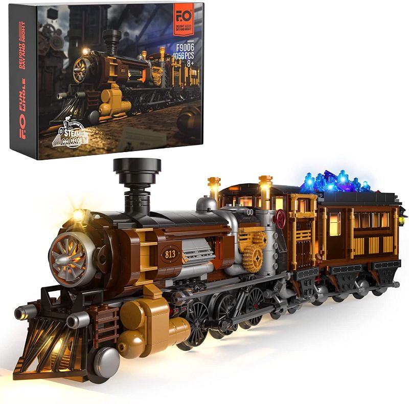 Photo 1 of FUNWHOLE Train Lighting Building Bricks Set - Steampunk Ore Train LED Light Building Set 1056 Pieces for Adults and Teens
