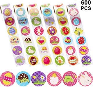 Photo 1 of 600 Pieces Easter Stickers Assorted Easter Theme Cartoon Egg Chicks Bunny Animal Stickers with 36 Design for Easter Party Favors (Frog, Turtle Style)