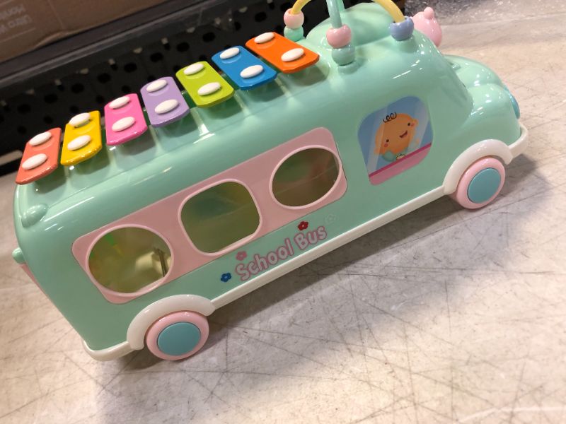 Photo 3 of EFOSHM Intellectual School Bus Baby Toy, Piano Music Bus Toys Toddler for 1-3 Years,Shape Puzzles Knocking Piano Educational Musical Toys Gifts for 1 Year Old Boy and Girl Christmas Birthday