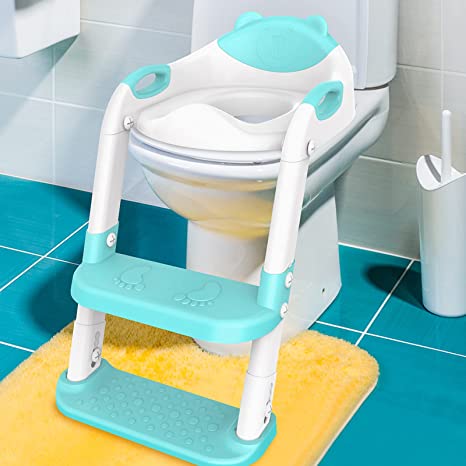 Photo 1 of 711TEK Potty Training Seat with Double Step Stool Ladder - 2022 Upgraded Version Potty Training Toilet, More Slip Resistant and Stable (Bear-Blue)
