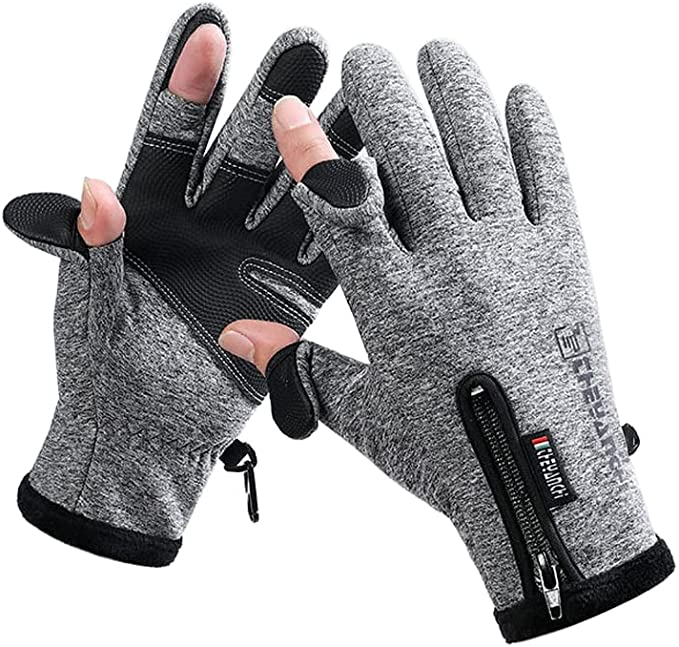 Photo 1 of Fleece Fishing Gloves Ice Fishing Gloves Warm Photography Running Lightweight Fishing Cycling Running Touch Screen Gloves - XL -