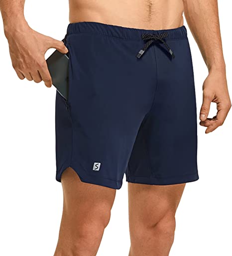 Photo 1 of FitsT4 Mens Athletic Shorts 7 Inch Inseam Tennis Workout Running Shorts Zip Pockets for Yoga Gym Training - XL -